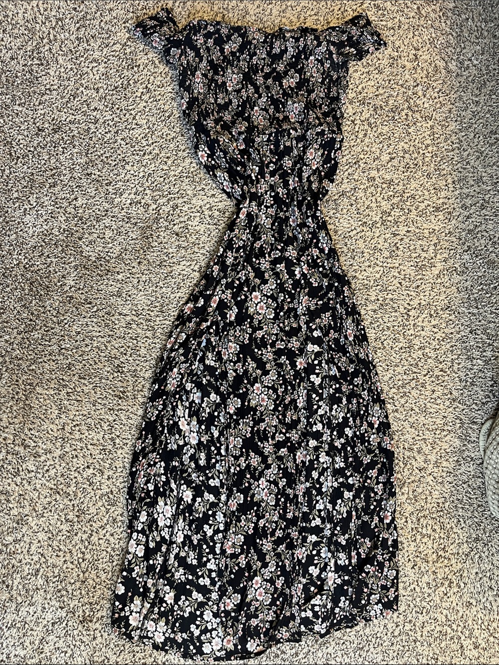 Black Floral Off-Shoulder Maxi Dress - American Eagle